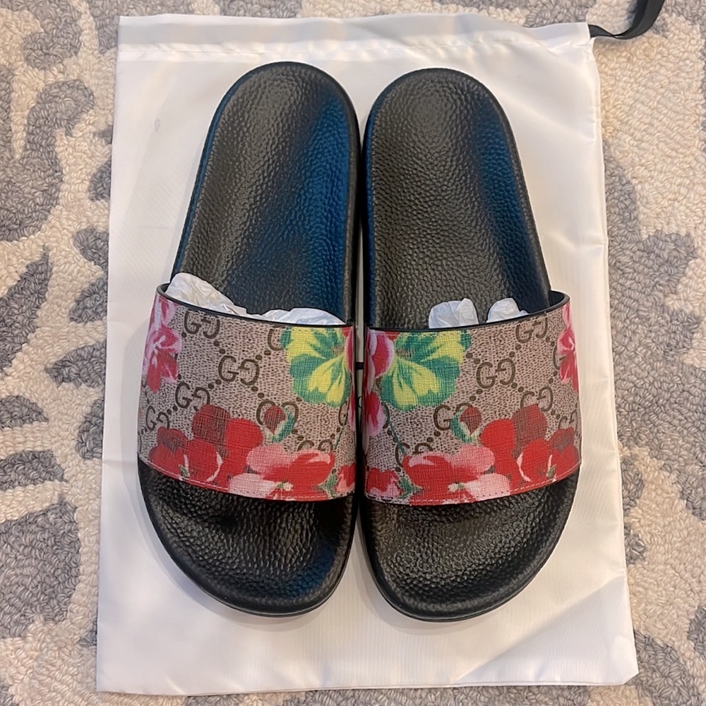 NIB•Blooms Floral Slides•Women’s Sz40•GUCCI dupes
